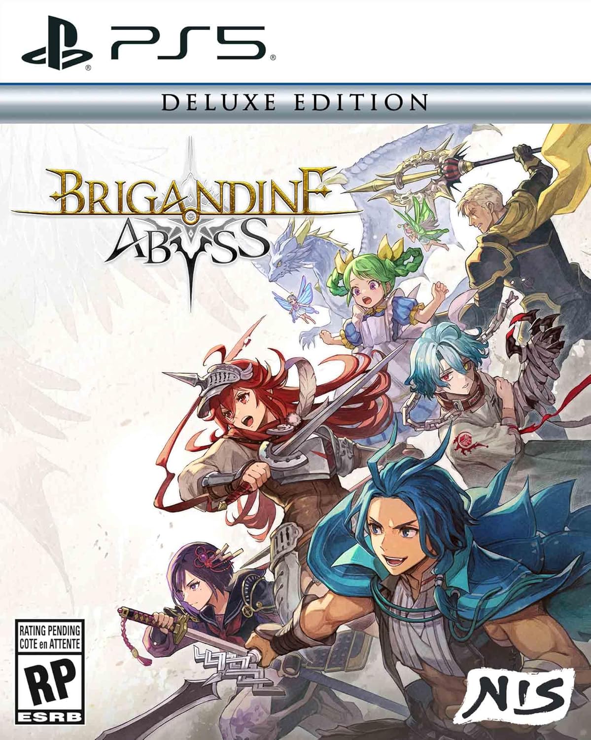 Brigandine Abyss PS5 Deluxe Edition game cover with fantasy characters and warriors.