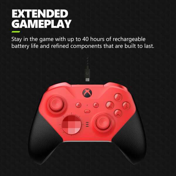 Red Xbox Series X Elite Series 2 Core Wireless Controller for gaming.