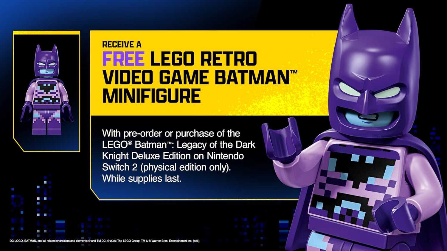 LEGO Batman retro video game minifigure for LEGO Batman: Legacy of the Dark Knight.