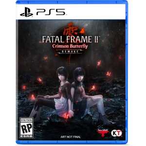 PS5 Fatal Frame II Crimson Butterfly game cover with two girls in a dark, eerie setting.
