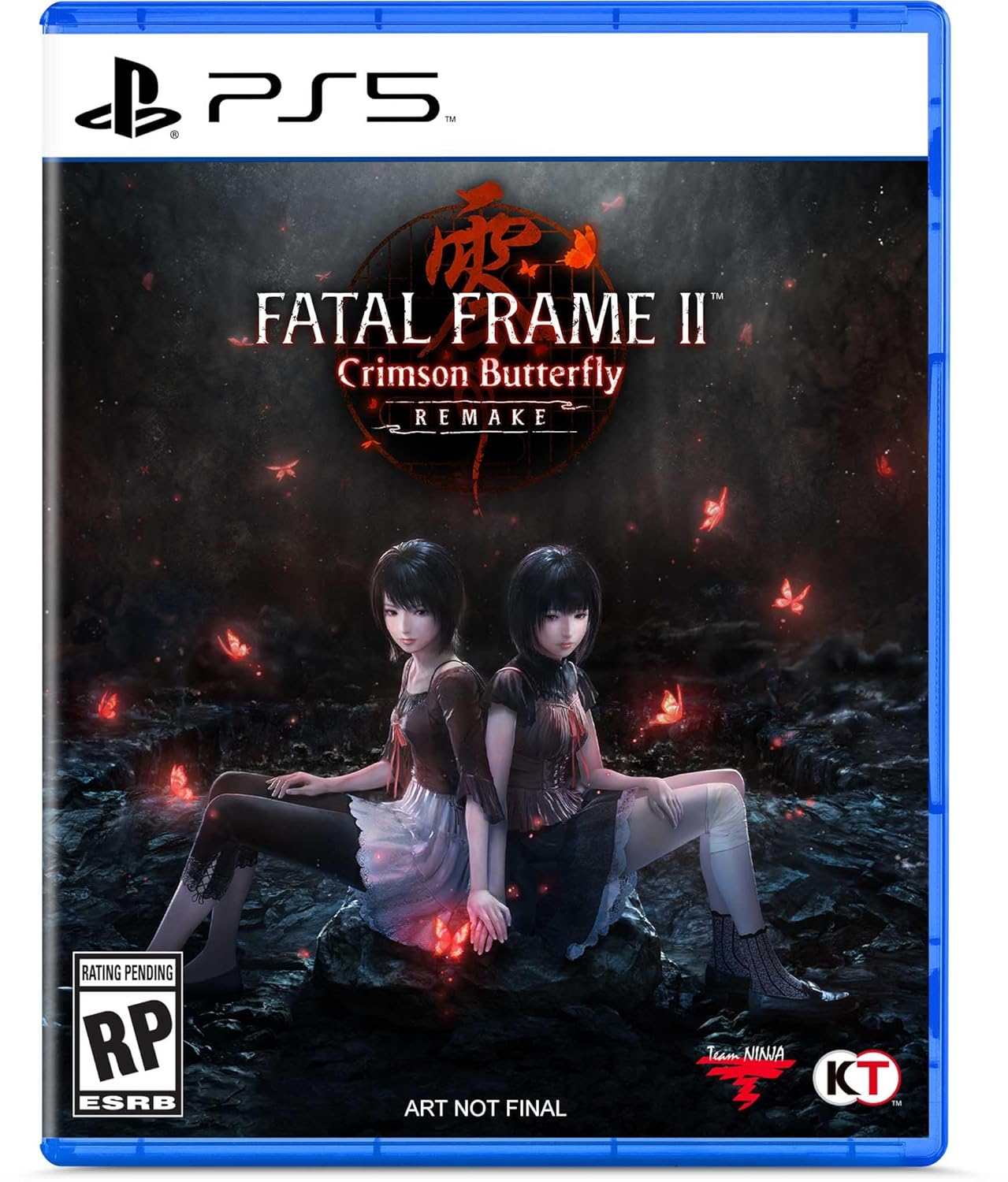 PS5 Fatal Frame II Crimson Butterfly game cover with two girls in a dark, eerie setting.