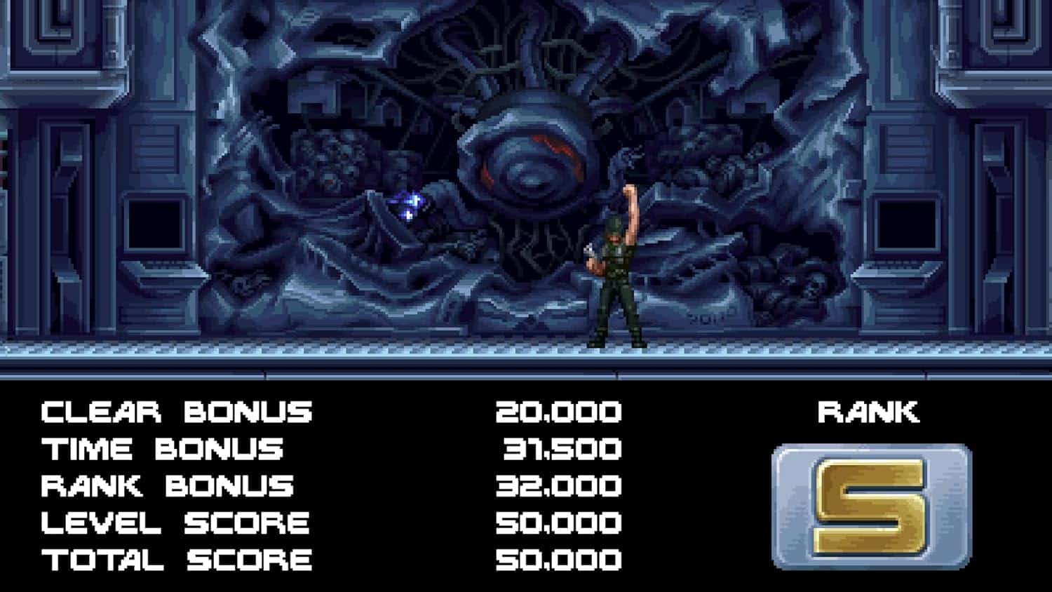 Sci-fi video game scene with a character facing a large alien-like machine.