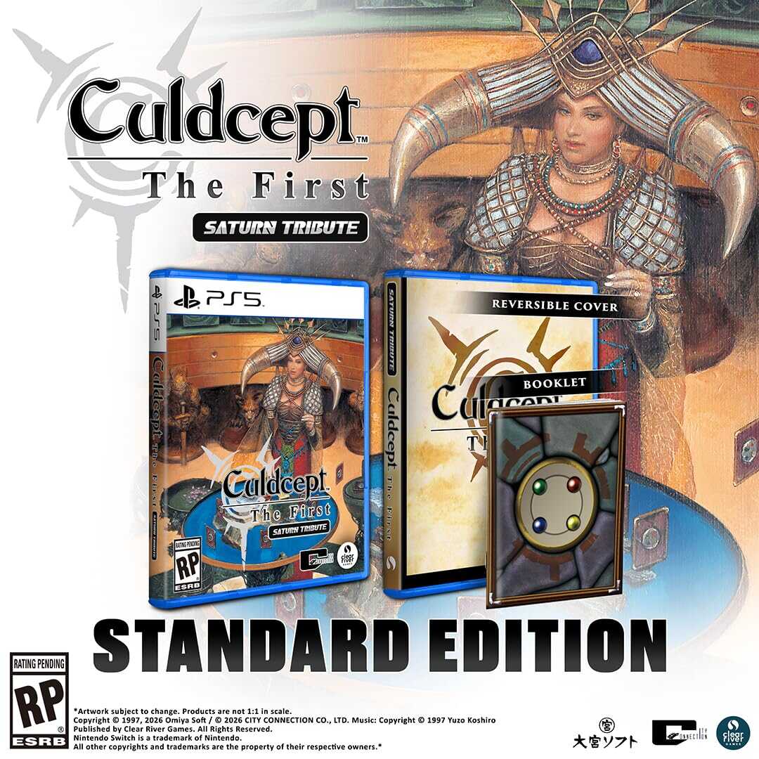 Culdcept The First Saturn Tribute game cover with game box and accessories.
