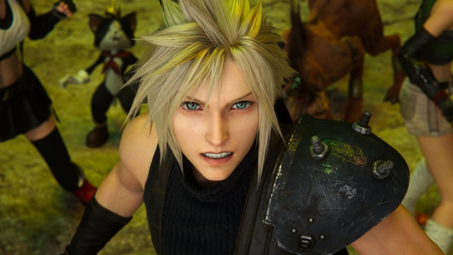 Cosplayer dressed as Cloud Strife from Final Fantasy VII Rebirth with game edition box.