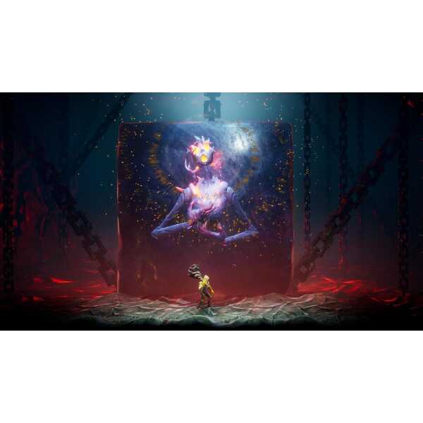 Artwork from Grime II: Definitive Edition showing a cosmic entity and a character in a dark setting.