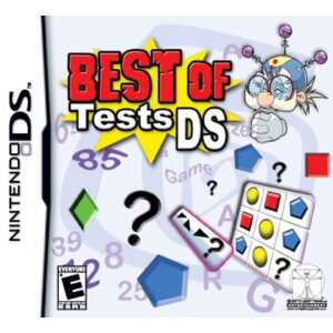 Cover of Best of Tests DS game with colorful puzzle elements and character.