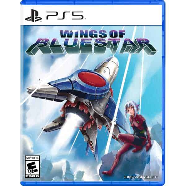 Wings of Bluestar game cover featuring a futuristic spaceship and a female character.