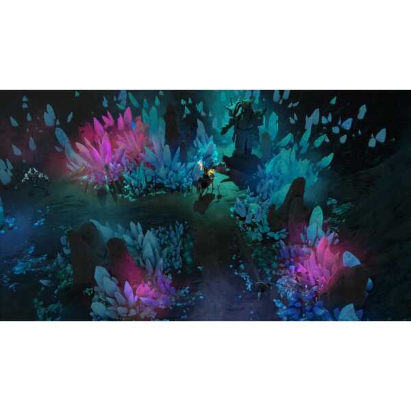 Brightly colored crystal formations in a fantasy landscape from Disciples: Domination Deluxe Edition.