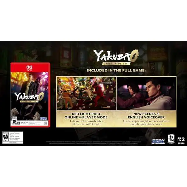 Yakuza 0 Director's Cut game cover and gameplay scenes for PC and console.