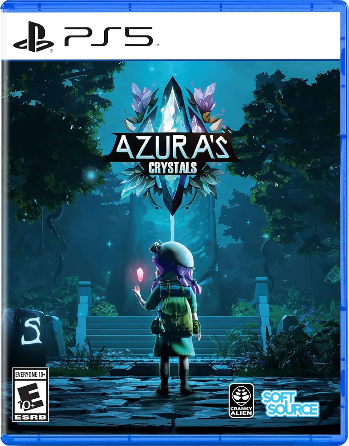Gameware Azure's Crystals PS5 game cover with character in mystical forest.