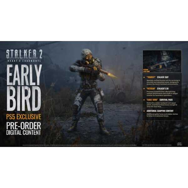 S.T.A.L.K.E.R. 2 game character in a post-apocalyptic landscape with weapon.