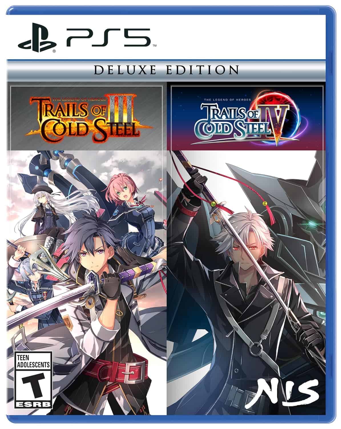 Trails of Cold Steel IV PS5 game cover art with characters and logo.