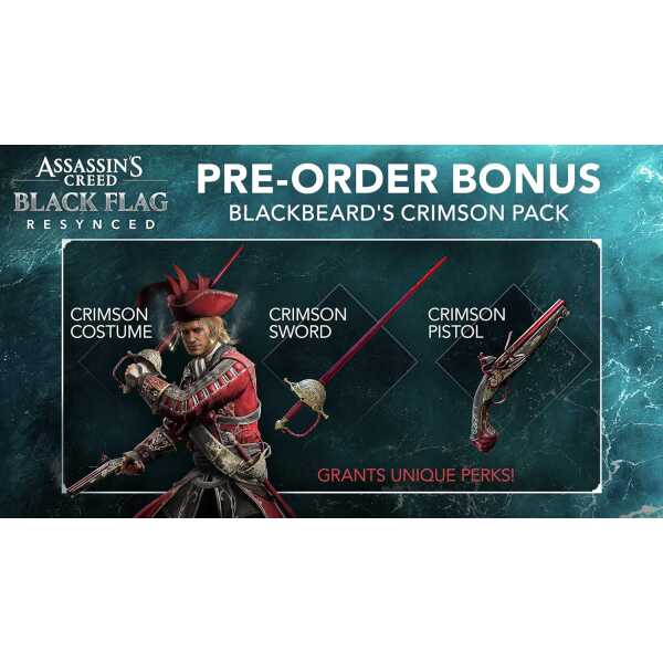 Assassin's Creed Black Flag Crimson Pack with costume and weapons.