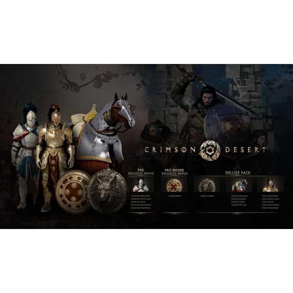 Deluxe Edition of Crimson Desert featuring exclusive characters and in-game content. Perfect for col.