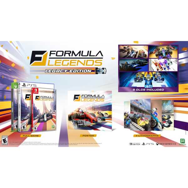 High-energy racing game with Formula 1 cars and DLC content.