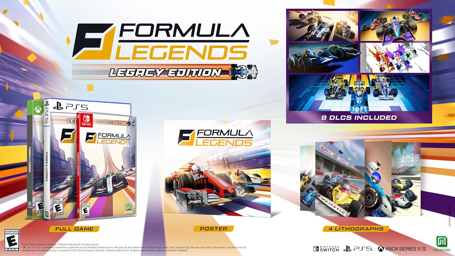 High-energy racing game with Formula 1 cars and DLC content.