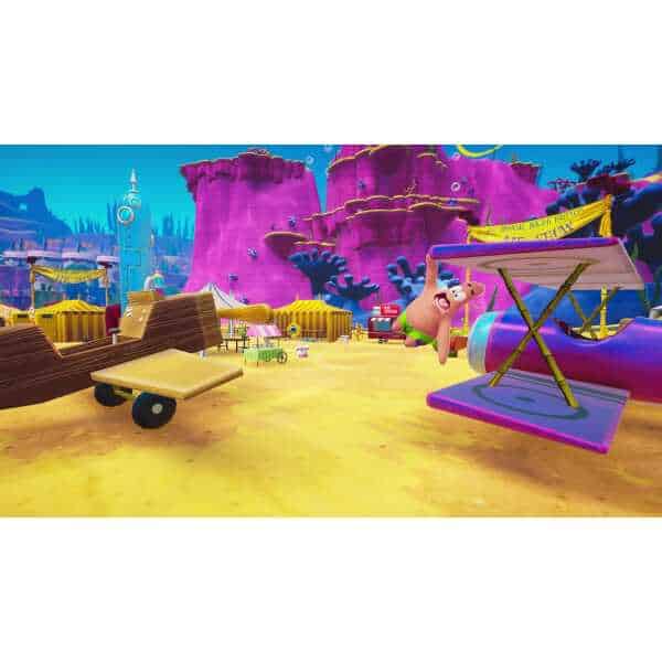 Colorful cartoon playground with vibrant structures and characters.