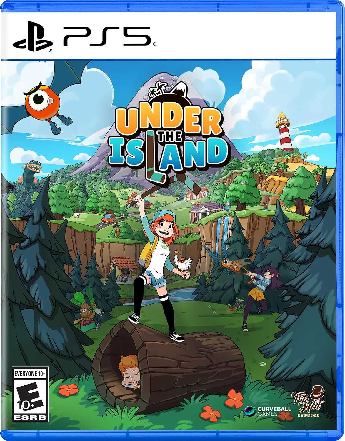 Colorful game cover for Under the Island on PS5 with characters and landscape.
