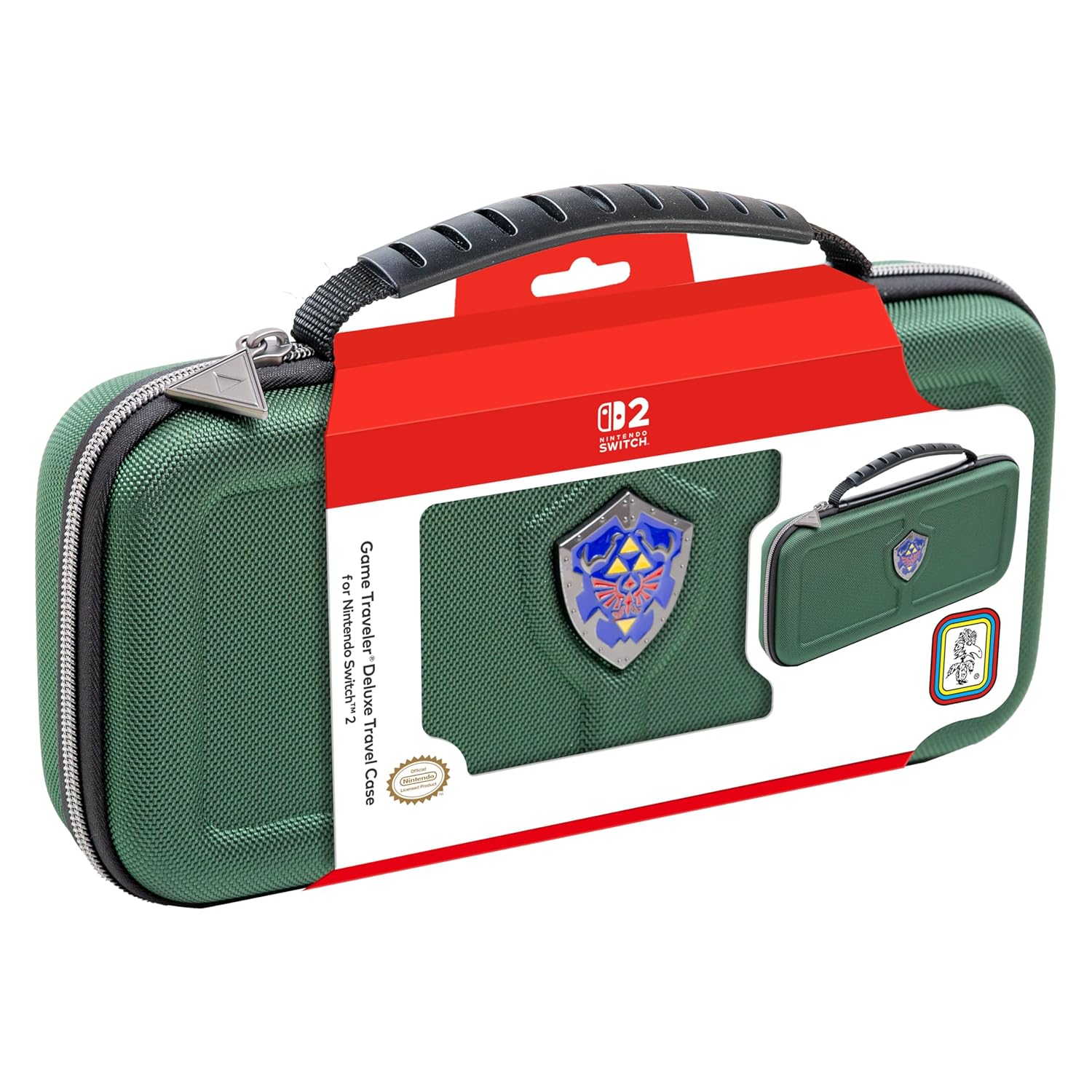 Zelda-themed Nintendo Switch carrying case with protective design and Zelda emblem.