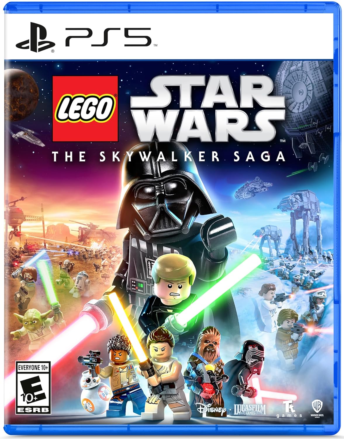LEGO Star Wars: The Skywalker Saga for PS5 with LEGO characters and space battles.