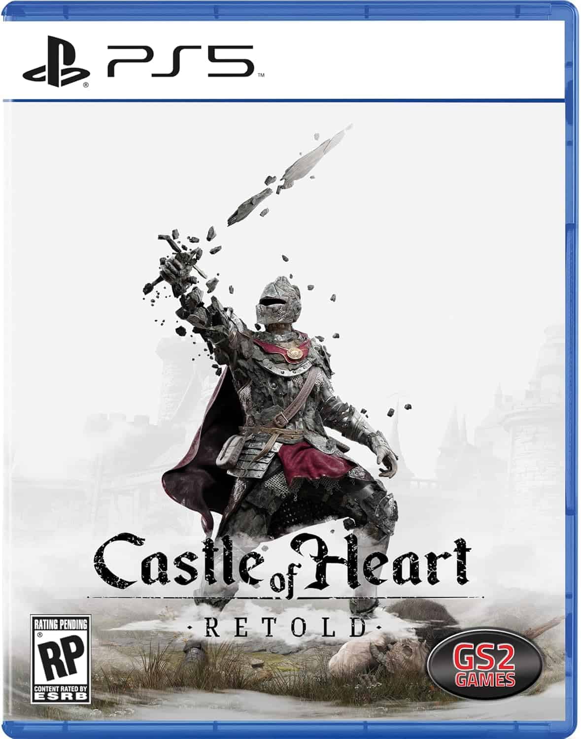 Gameware, Castle of Heart: Retold game cover with knight in armor and sword.