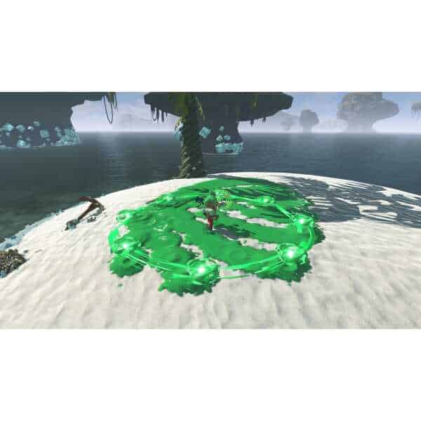 In-game screenshot of a character surrounded by green energy in Splatoon Raiders.