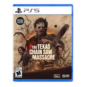PS5 The Texas Chain Saw Massacre horror game with chainsaw imagery.