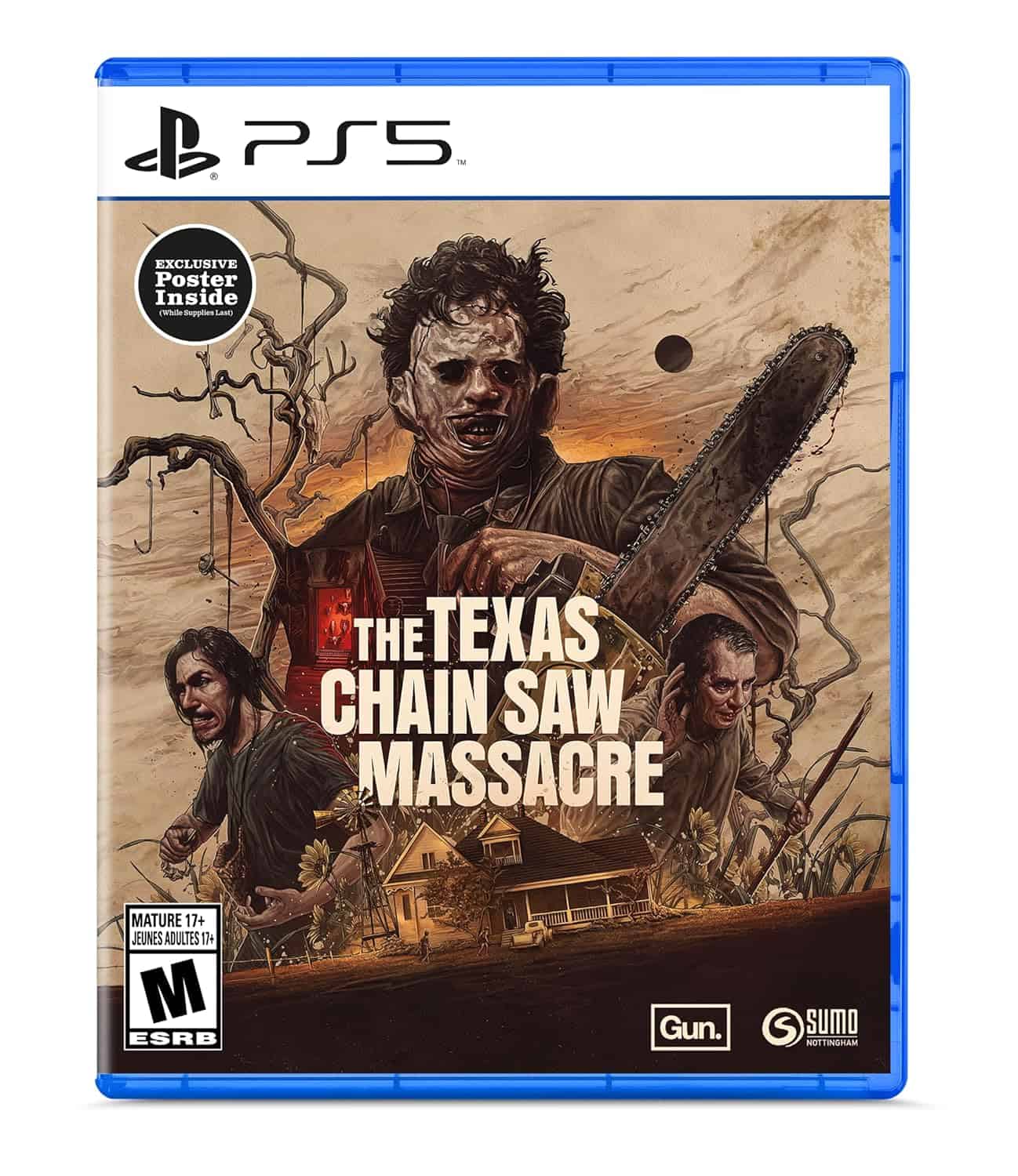 PS5 The Texas Chain Saw Massacre horror game with chainsaw imagery.