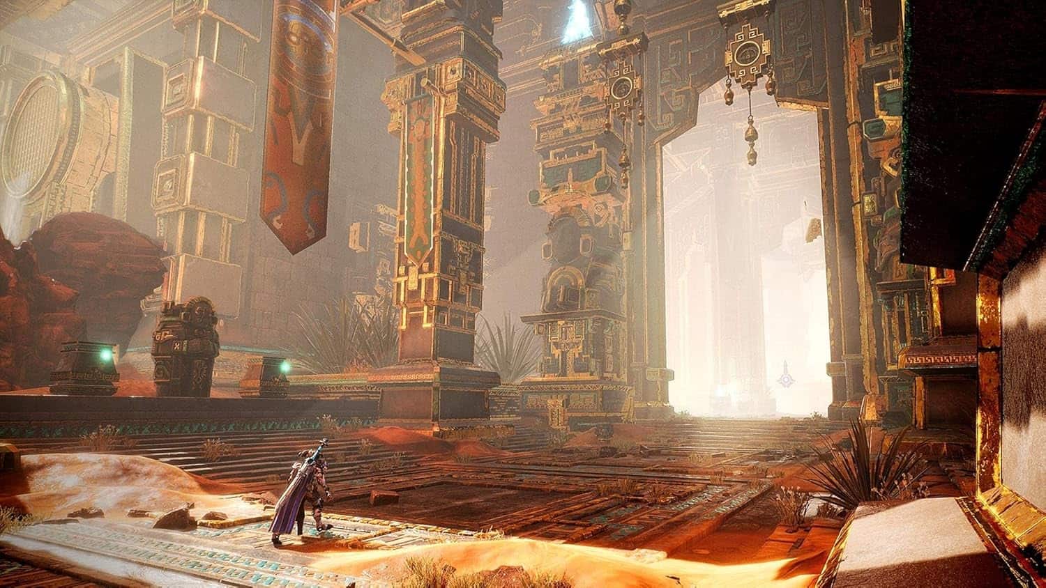 Epic fantasy game environment with grand architecture and mystical lighting, perfect for immersive g.