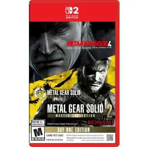 High-quality image of Metal Gear Solid and Metal Gear Solid 2 game covers for Nintendo Switch.