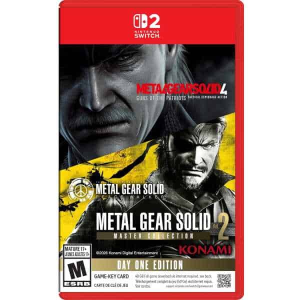 High-quality image of Metal Gear Solid and Metal Gear Solid 2 game covers for Nintendo Switch.