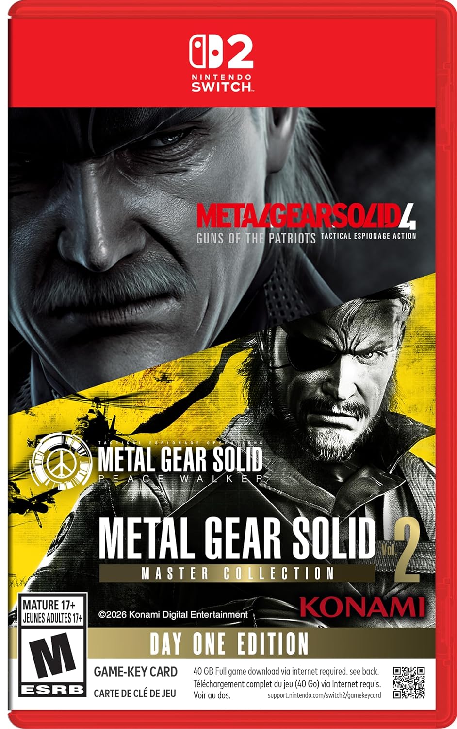 High-quality image of Metal Gear Solid and Metal Gear Solid 2 game covers for Nintendo Switch.