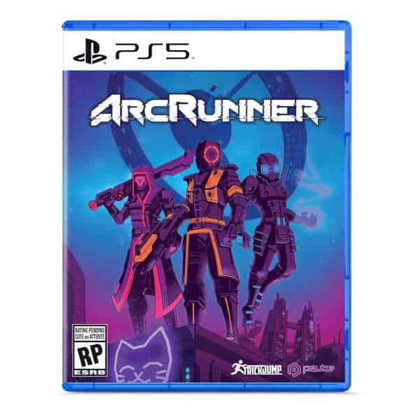 ARCRUNNER PS5 game cover featuring futuristic characters and cityscape for immersive gameplay.