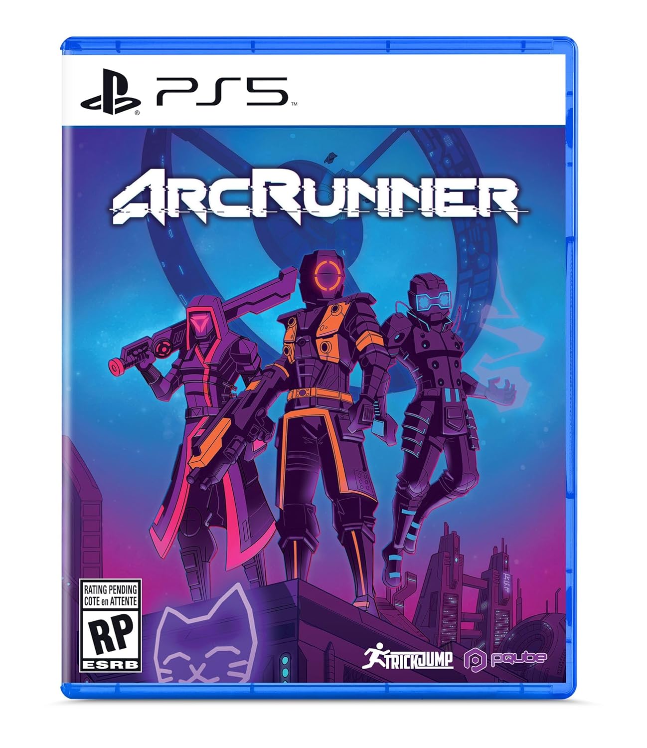 ARCRUNNER PS5 game cover featuring futuristic characters and cityscape for immersive gameplay.