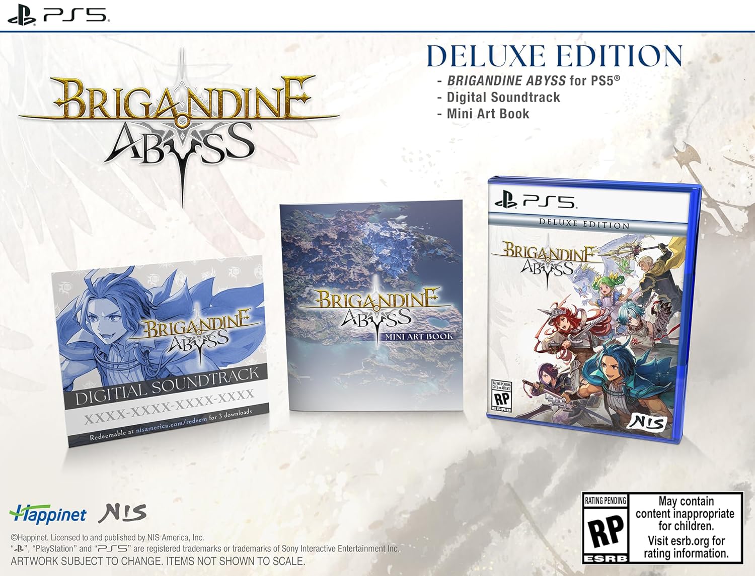 Brigandine Abyss PS5 game with digital soundtrack and mini art book.