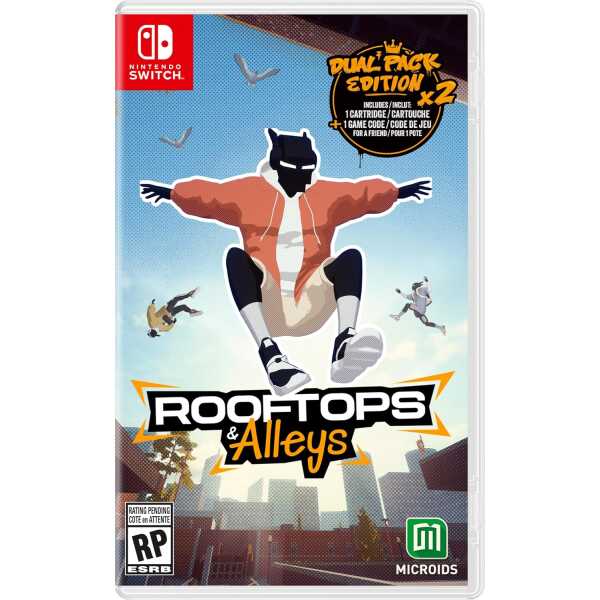 Rooftops & Alleys game cover featuring urban parkour characters for Nintendo Switch.