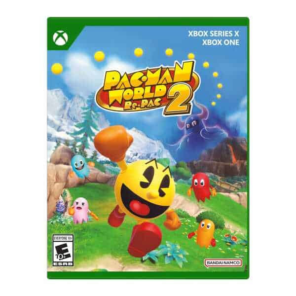 Pac-Man World Re-PAC game cover featuring Pac-Man and friends in colorful, animated landscape.