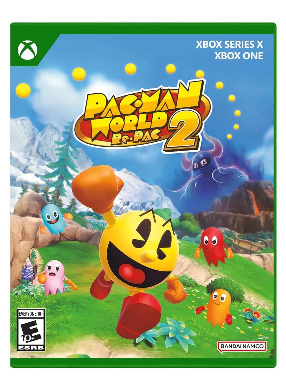 Pac-Man World Re-PAC game cover featuring Pac-Man and friends in colorful, animated landscape.