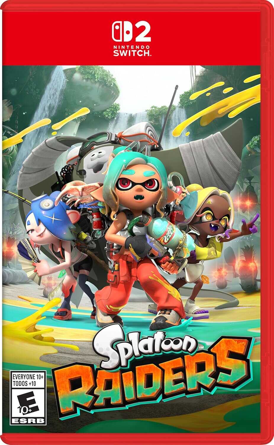 Splatoon Raiders game cover featuring inkling characters in action on Nintendo Switch.
