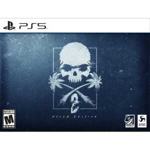 A detailed image of the PlayStation 5 game cover for "Hella Edition," featuring a skull with palm tr.