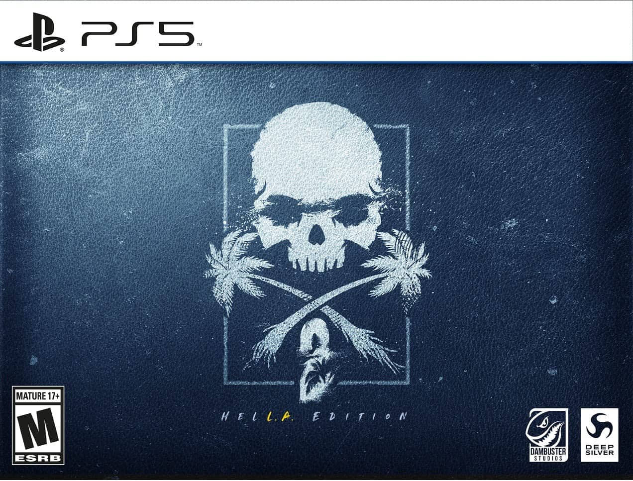 A detailed image of the PlayStation 5 game cover for "Hella Edition," featuring a skull with palm tr.