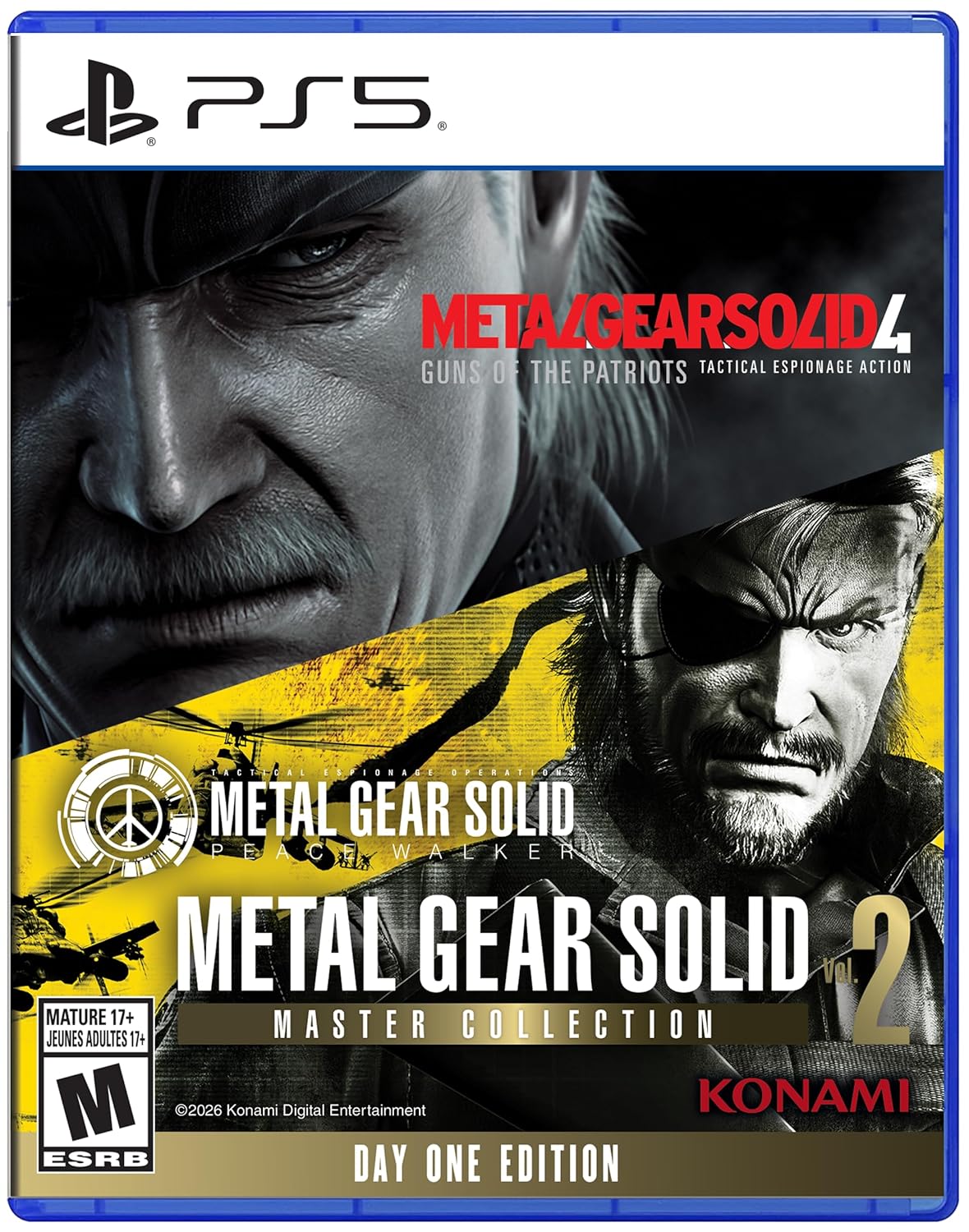 PS5 Metal Gear Solid Master Collection Vol. 2 game cover with iconic characters.