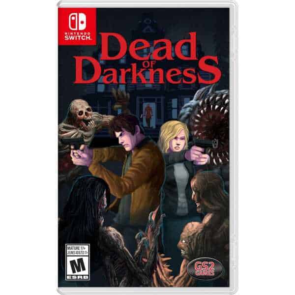 Horror-themed game cover with characters battling monsters in a dark mansion.