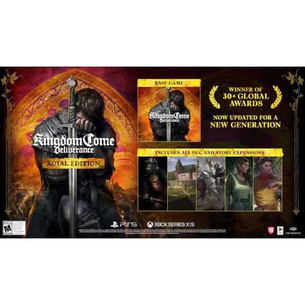 Kingdom Come: Deliverance Royal Edition game cover with medieval warrior.