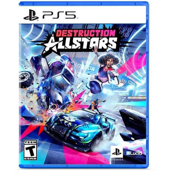 High-energy racing game cover featuring futuristic cars and dynamic characters for PlayStation 5.
