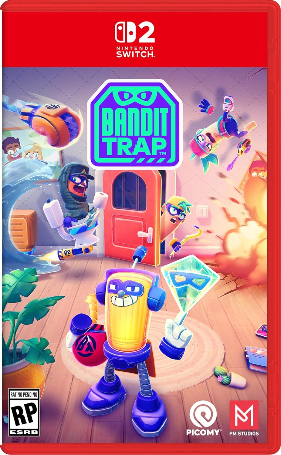 An animated scene from Bandit Trap featuring colorful characters and a playful setting on Nintendo S.