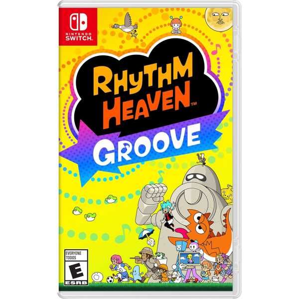 Rhythm Heaven Groove Nintendo Switch game cover art with colorful characters.