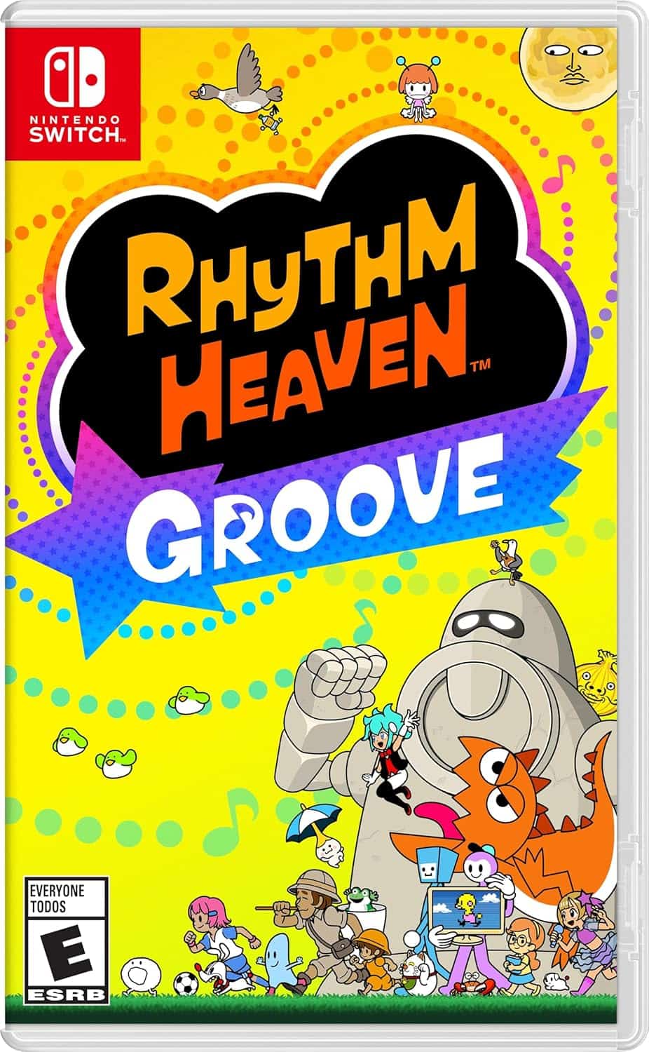 Rhythm Heaven Groove Nintendo Switch game cover art with colorful characters.
