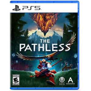 A lush forest scene with a flying creature and a warrior in front of a volcanic island, promoting th.