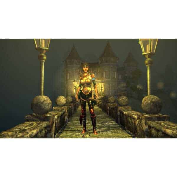 Gameware Sacred 2 Remaster character standing on a bridge at night.